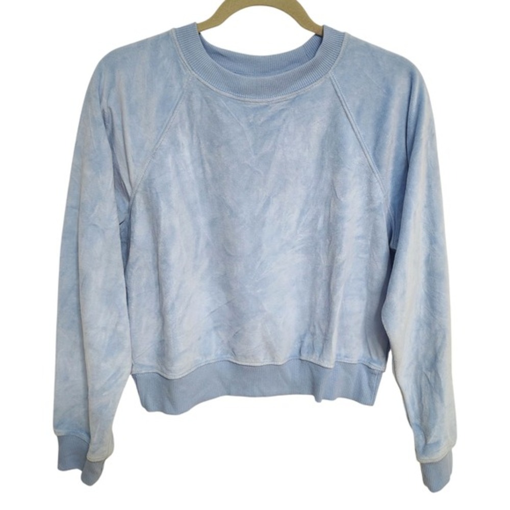 Universal Thread‎ Womens Velour Pullover Sweatshirt XS Sky Blue Cropped Comfy